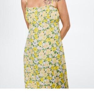 Yellow Floral Spaghetti-Strap Dress